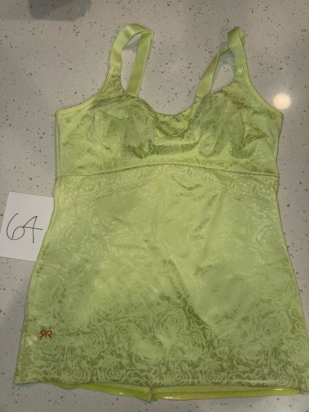 Ruby Ribbon Lace Full Support Cami, Lime Green with Rose Deluster, RARE, 38